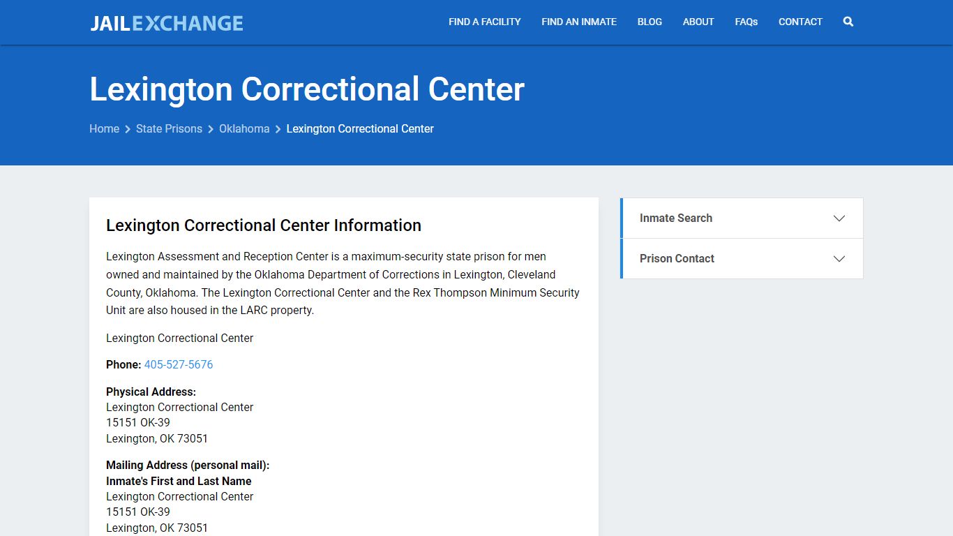 Lexington Correctional Center Inmate Search, OK - Jail Exchange